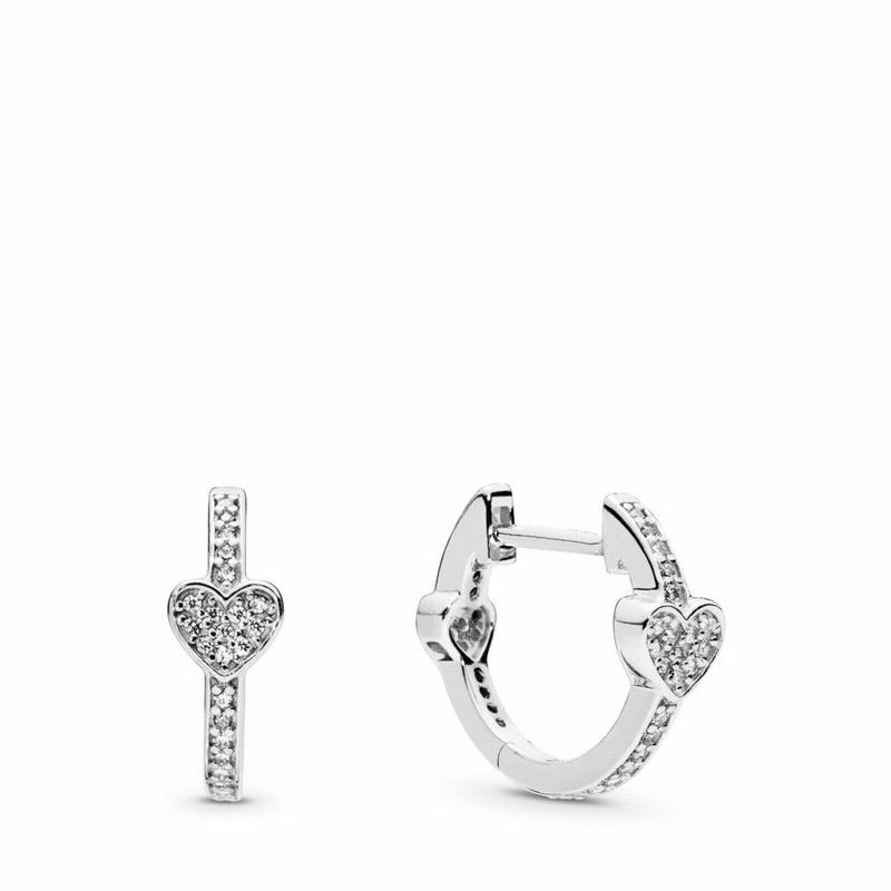 Pandora Alluring Hearts Hoop Earrings Silver Egypt QS2648507